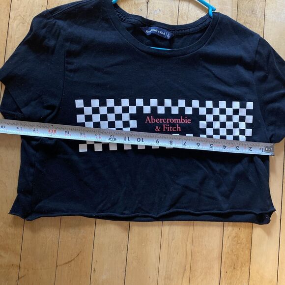Abercrombie & Fitch Crop Top Women’s Size Small Short Sleeve Checked Graphic - Picture 9 of 10